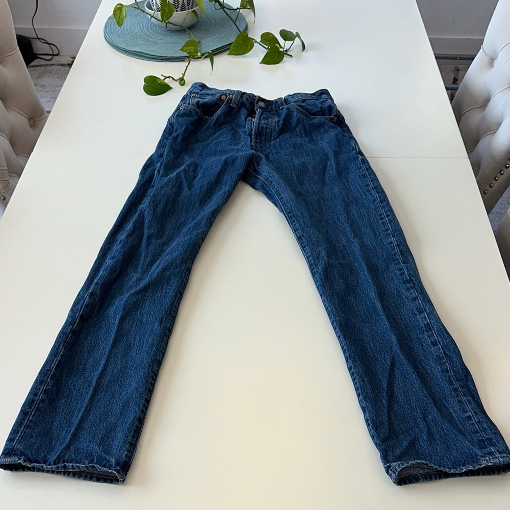 Levi's 501 Classic Blue Straight Jeans with button fly